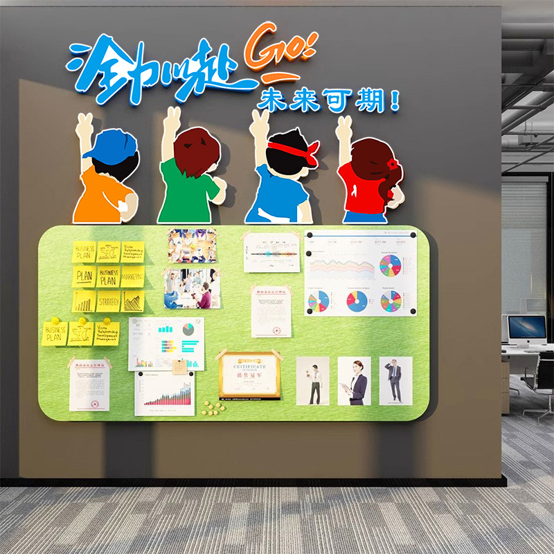 毛毡墙贴办公室布置墙面装饰创意公司企业文化氛围背景展示公告栏