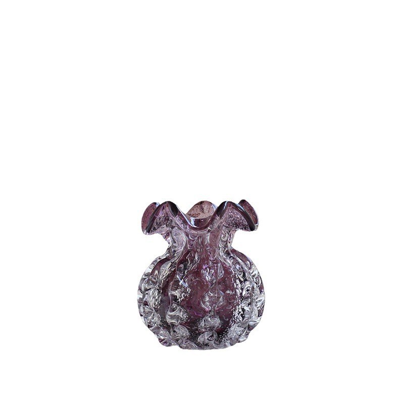 紫色福袋厚重气泡艺术花瓶桌面玄关摆件家用客厅桌面钱袋花瓶