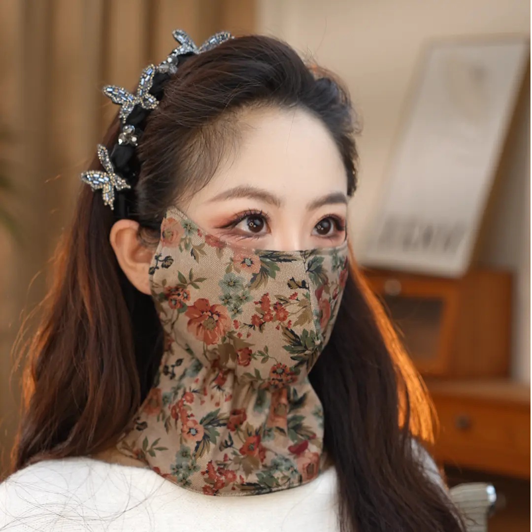 长款护脖口罩女秋冬仿羊绒加厚高颜值护眼角户外骑行防风面罩L