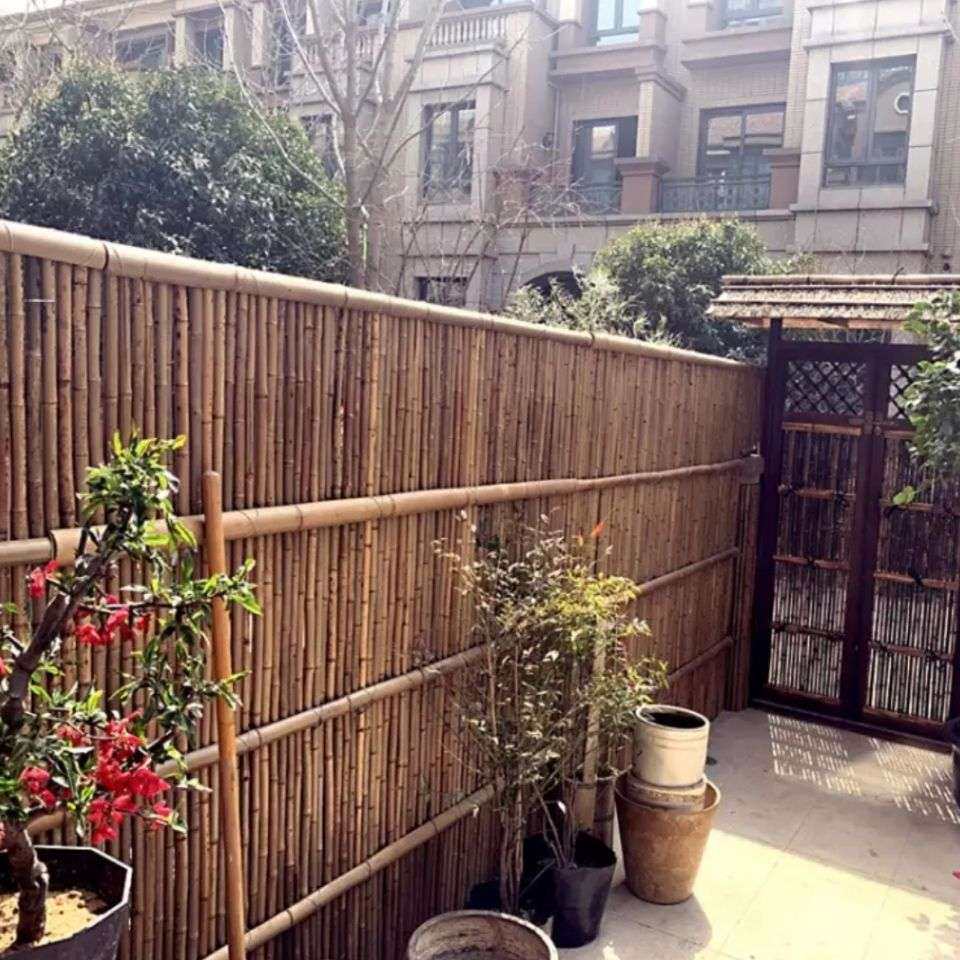 竹篱笆栅栏竹子围栏户外小院子围墙防腐竹排花园护栏挡墙竹竿隔断