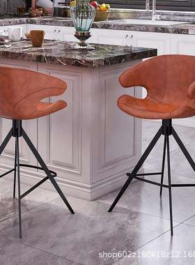 意式吧台椅椅子高脚凳现代简约55高餐吧椅家用轻奢旋转靠背椅7237