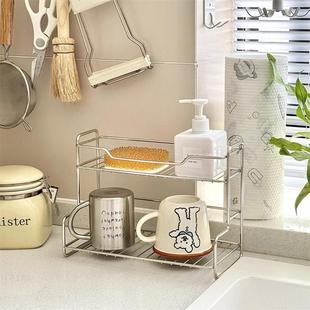不锈钢浴室置物架免打孔卫生间收纳架多功能卧室厨房桌面储物架子