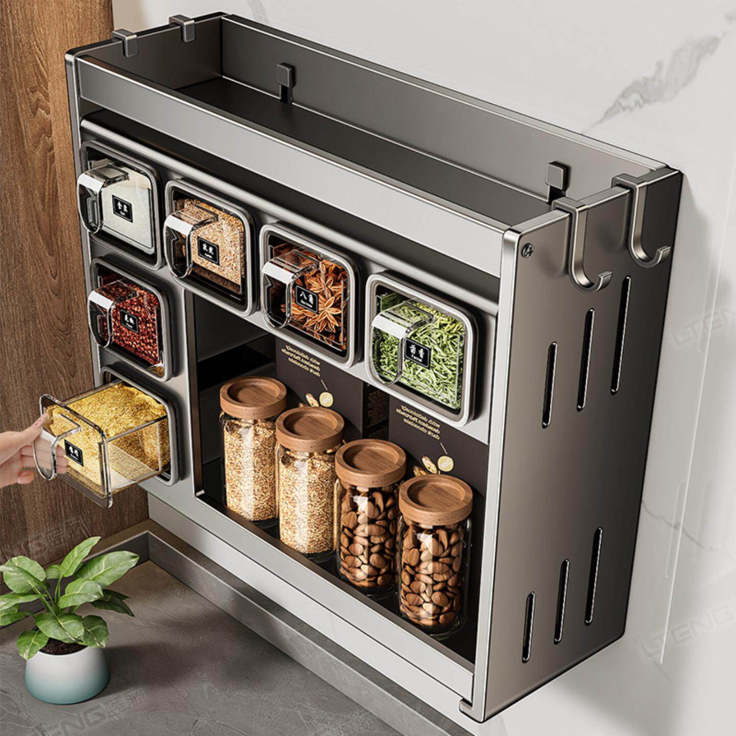 家用厨房调料置物架多功能免打孔墙上壁挂味精香料调料用品收纳盒,厨房/烹饪用具,调料置物架,淘宝优惠券,粉丝福利购,淘宝优惠卷