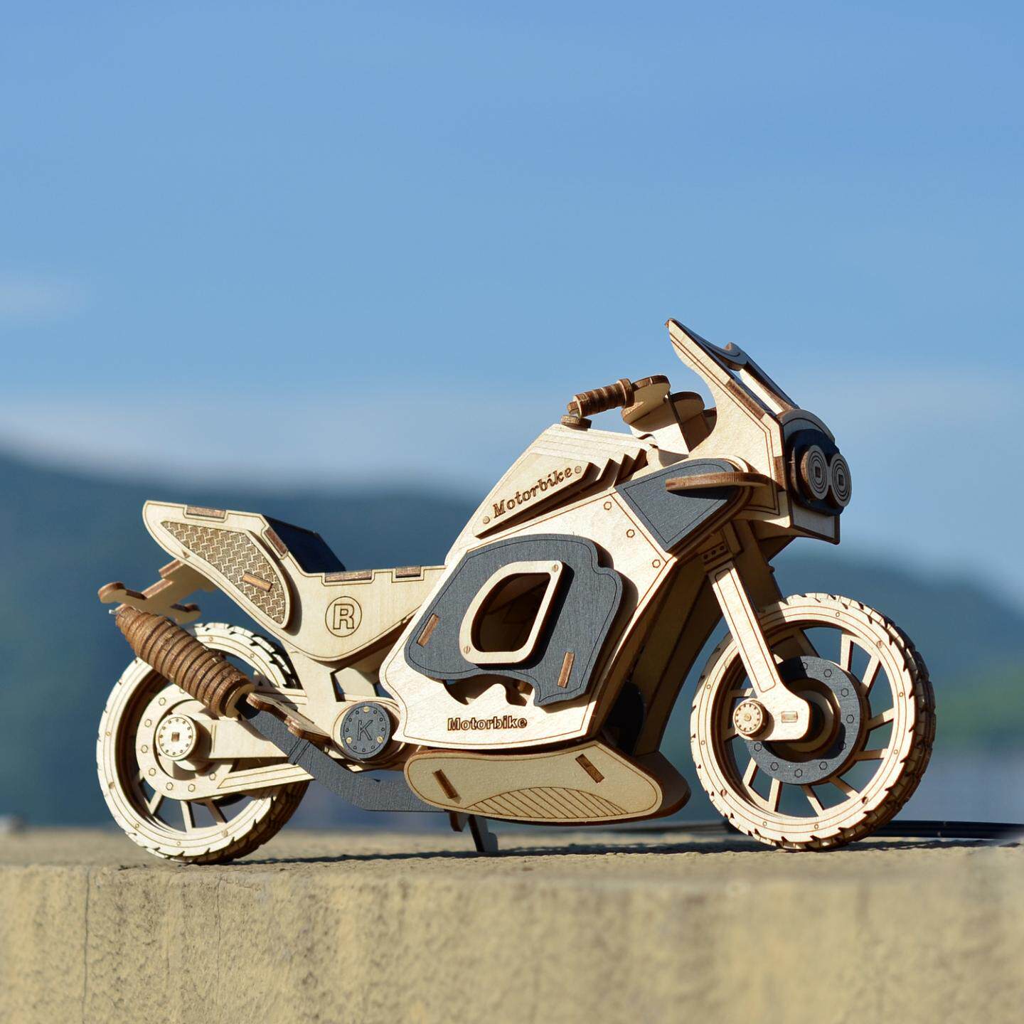 3D激光复古摩托拼装模型