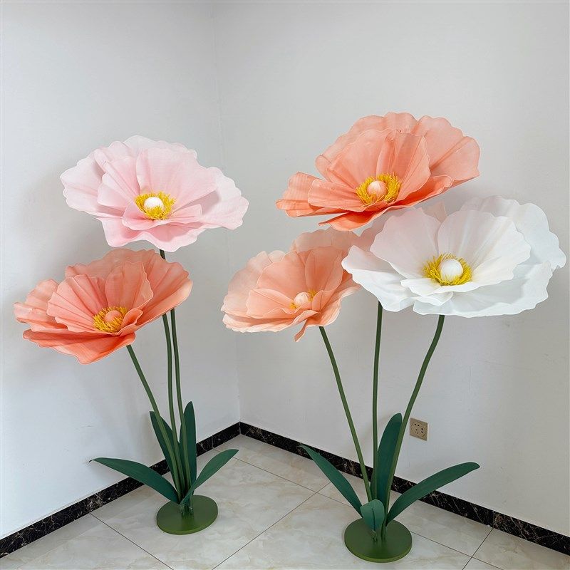 虞美人大纸艺花装饰花橱窗美陈商场装饰花艺活动布置巨型仿真纸花