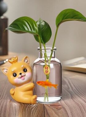 创意有趣旺柴小猫宠物绿植水培装饰品办公桌好物工位飘窗摆件用品