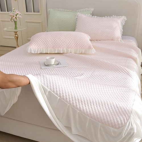 a类冰豆豆凉席床裙款夏季冰丝席可机洗空调软席三件套公主风床罩