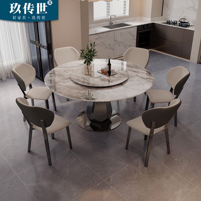 新款家用圆形超晶石餐桌椅组合大理石饭桌微晶石岩板高级感圆桌,住宅家具,大理石餐桌,淘宝优惠券,粉丝福利购,淘宝优惠卷