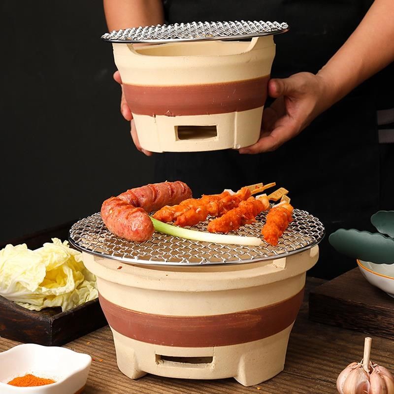 老式煮子4砂45烧8土烤炉1打木边炉锅炭炭炉炉泥火锅家碳用陶茶炉