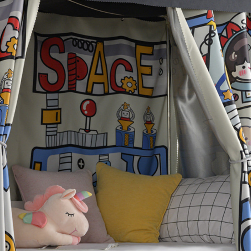 床帘学生宿舍男女上下铺支架in强遮光蚊帐一体式寝室卡通床幔帘子