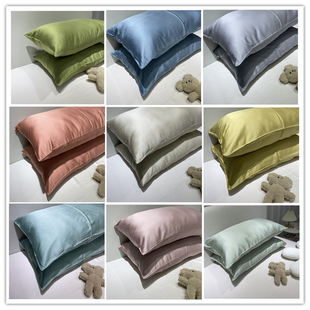 凉爽60支天丝单人枕套纯色丝滑枕头48*74枕皮宝宝亲肤枕巾不含芯