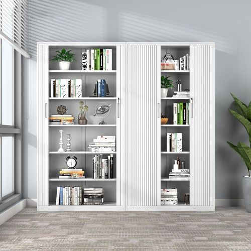 钢制文件柜办公室带锁子档案凭证柜矮储物柜推拉卷帘门书柜