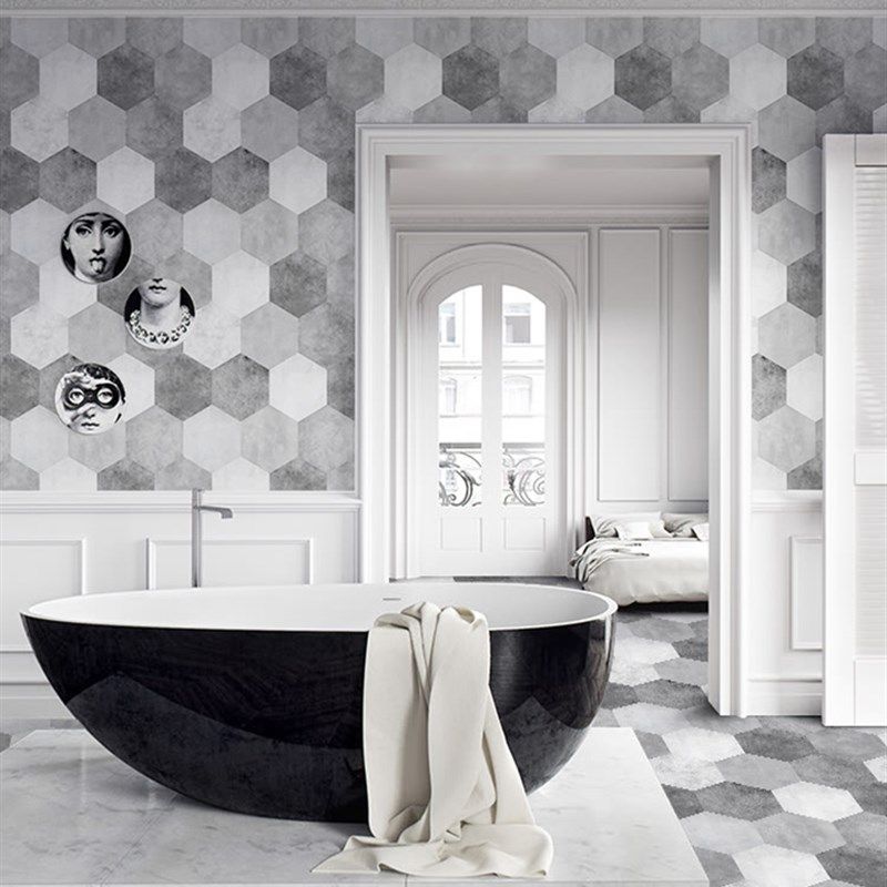 创意六边形墙壁装饰贴浴室卫生间防滑地板贴厨房防油贴纸瓷砖贴纸