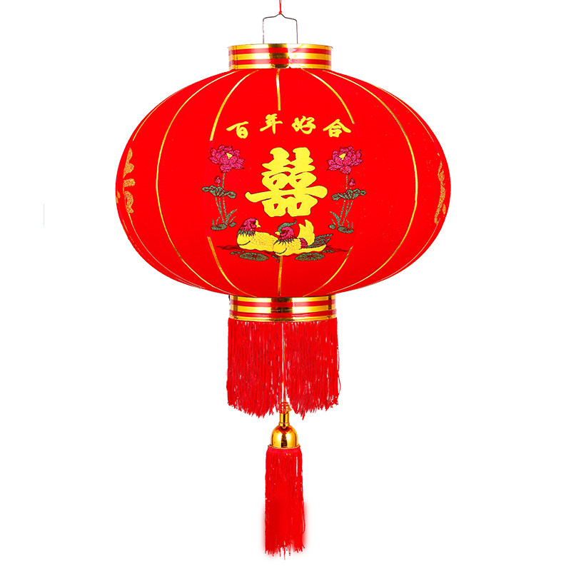 新年灯笼结婚喜字灯笼喜庆大红植绒灯笼大门装饰挂饰户外防水灯笼