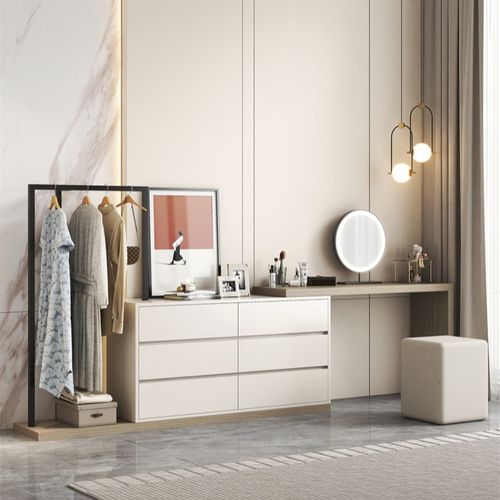 2024新款梳妆台斗柜衣架一体多功能床尾收纳柜化妆桌卧室简约