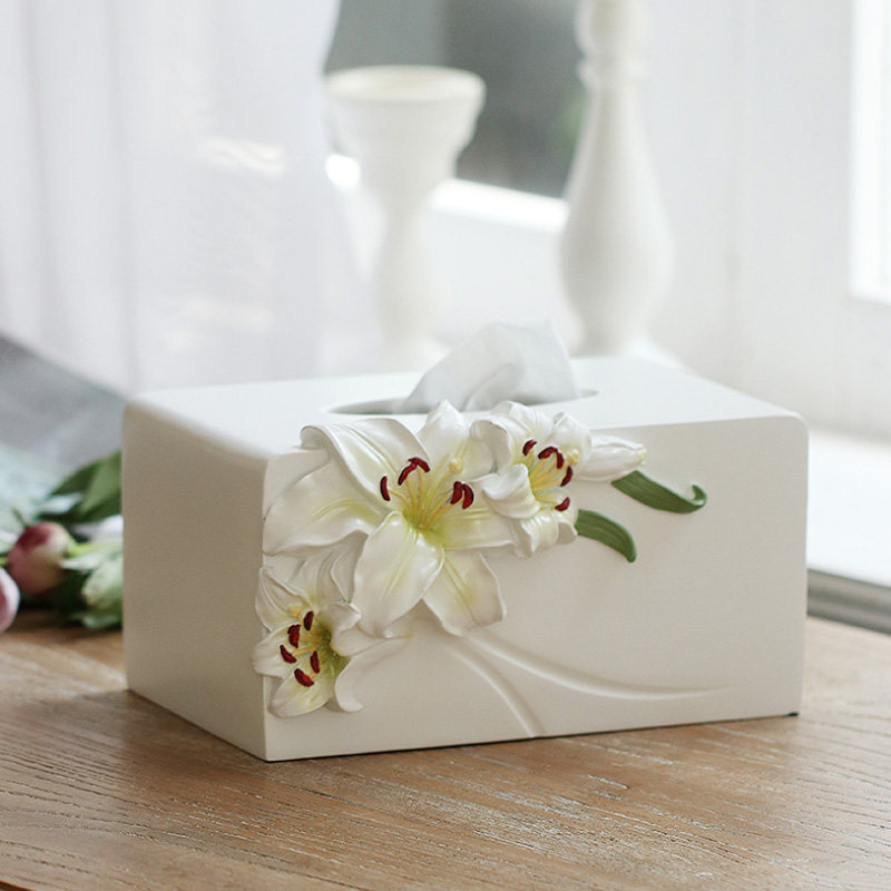 田园百合花多功装饰纸巾盒抽纸盒方形欧式创意遥控器收纳盒包邮
