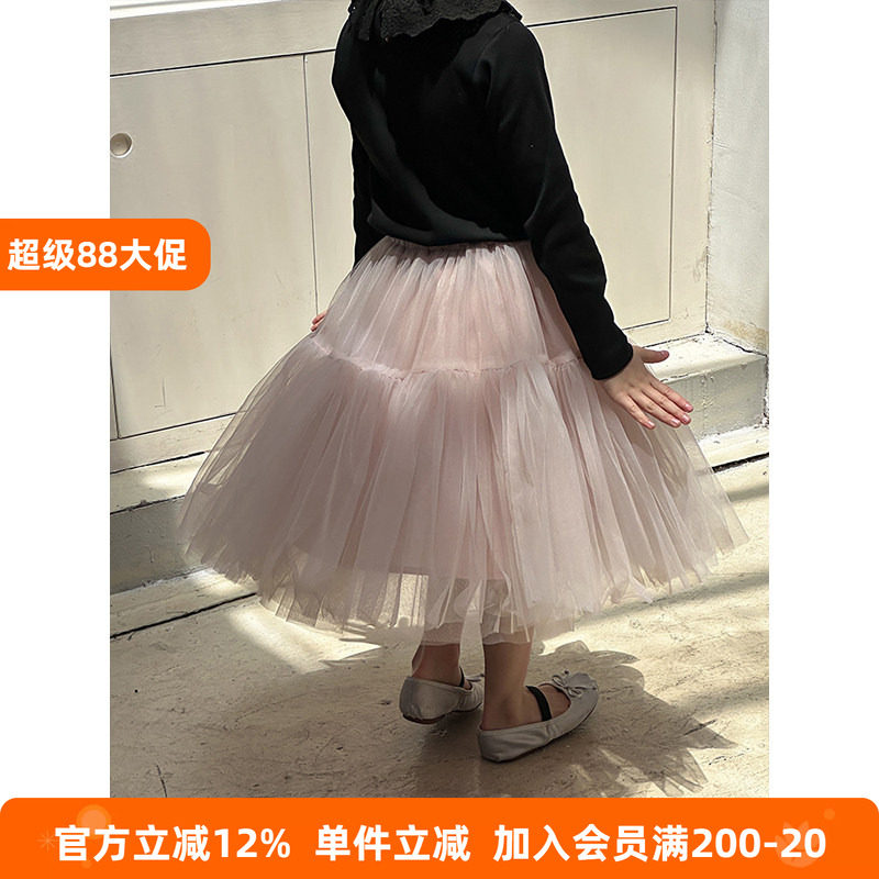 BEIFU贝芙女童柔软亲肤蓬蓬纱仙女裙儿童网纱短裙宝宝春秋半身裙