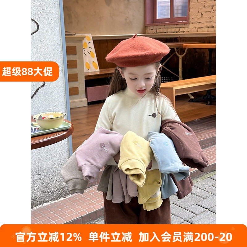 BEIFU贝芙儿童冬季保暖发热面料锁温半高领打底衫女童双层加厚T恤