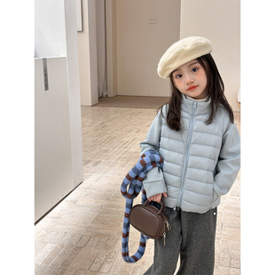 BEIFU贝芙 儿童轻薄保暖羽绒内胆外套女童韩版90白鸭绒拼接羽绒服