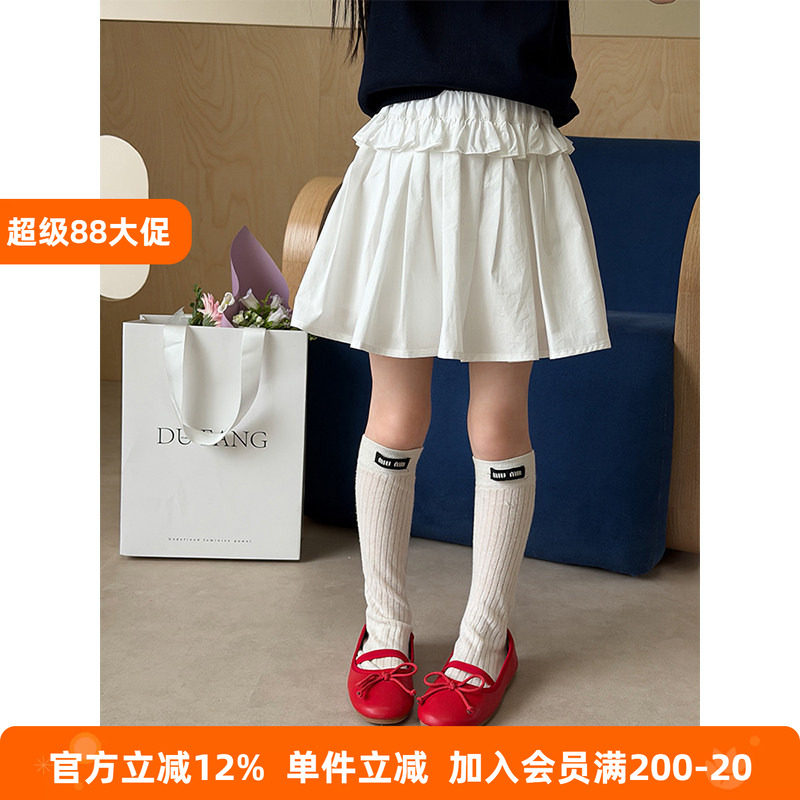 BEIFU贝芙 女童夏季时髦纯棉花边拼接半身裙儿童韩版休闲百搭短裙