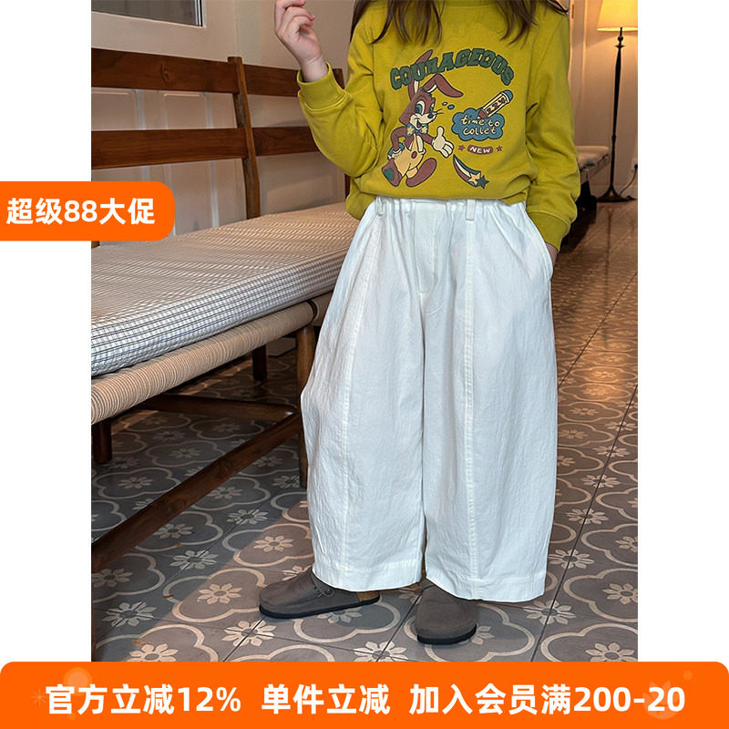 BEIFU贝芙 儿童春秋装百搭拼接气球裤女童韩版时髦休闲宽松阔腿裤