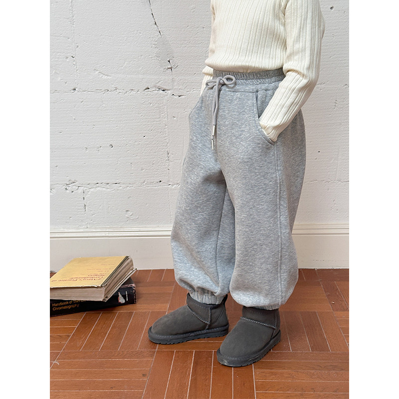 BEIFU贝芙童装 儿童加厚加绒运动风束脚卫裤女童冬季百搭休闲长裤