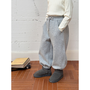 BEIFU贝芙童装 儿童加厚加绒运动风束脚卫裤女童冬季百搭休闲长裤