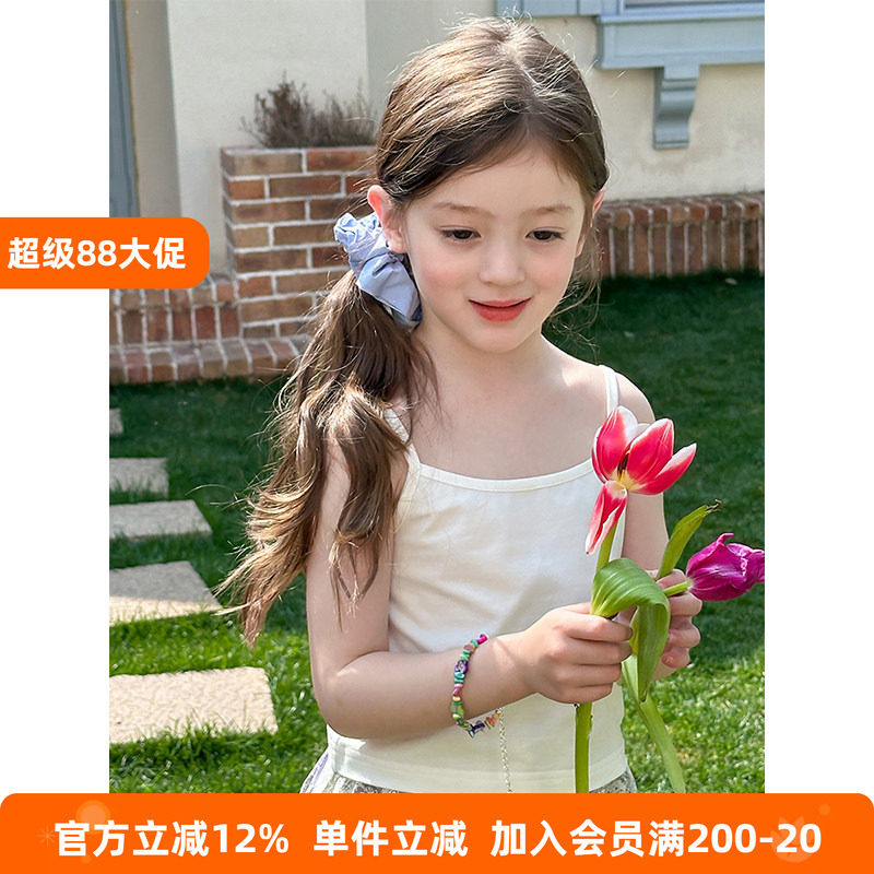 BEIFU贝芙 女童夏季舒适百搭纯色吊带儿童韩版短款清爽简约小背心