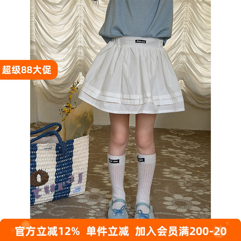 BEIFU贝芙 女童气质芭蕾风裙子夏宝宝拼接短裙儿童洋气百搭半身裙