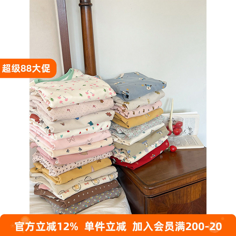BEIFU贝芙 儿童秋装家居服套装女童羊毛拉架睡衣纯棉A类秋衣秋裤