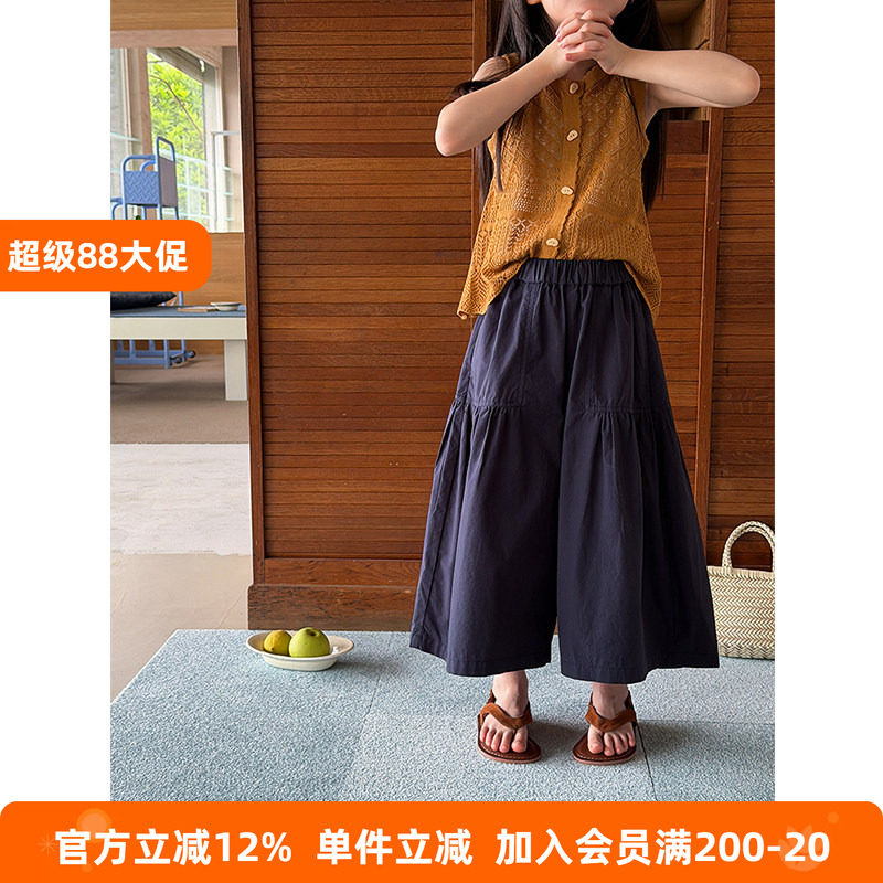 BEIFU贝芙 女童夏季轻薄透气拼接纯棉裙裤儿童韩版休闲百搭阔腿裤