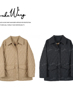 KOKO WANG早春经典黄金甲高级工艺菱格系带棉服外套X8236A12W01