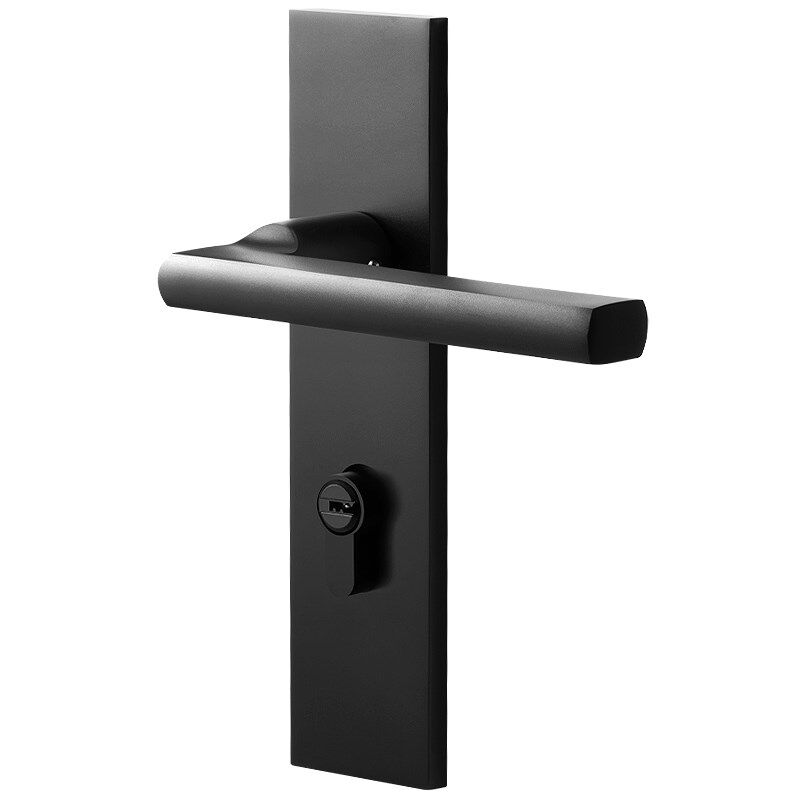 门锁室内卧室黑色门锁三件套简约北欧实木门把手房间美式门锁