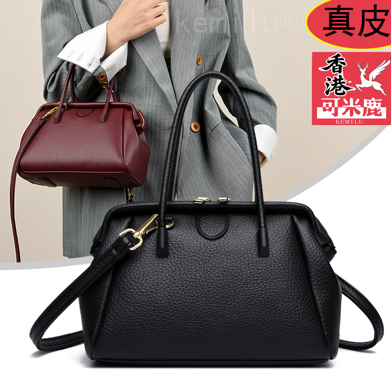 香港真皮手拎小包轻奢2025新款