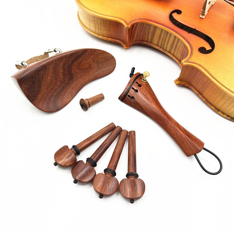 4/4小提琴配件,红酸枝木巴洛克样式,腮托拉弦板琴轴弦钮尾柱配件