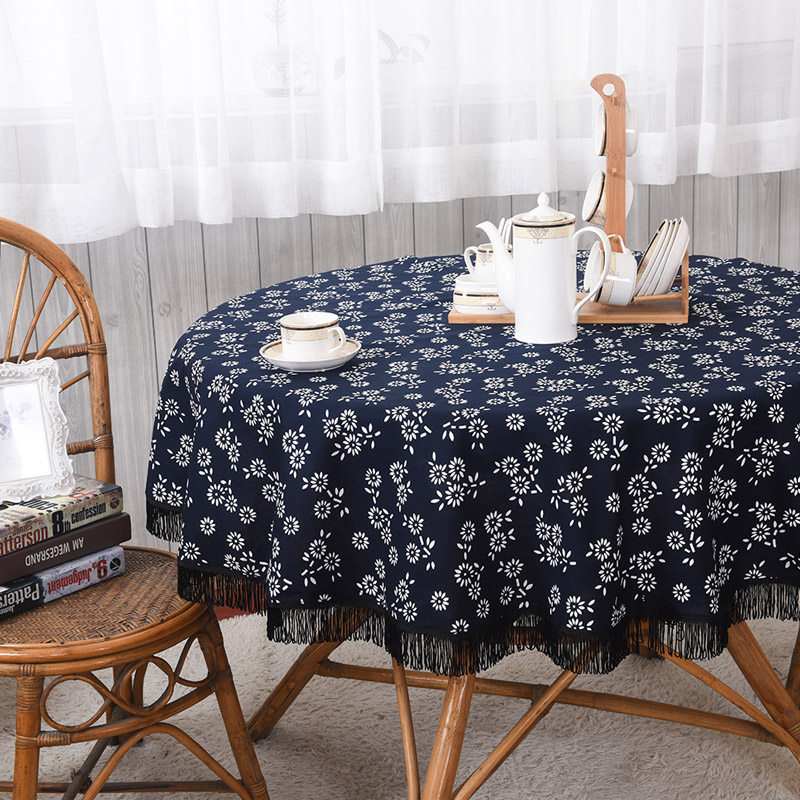 蓝印花布农家乐桌布桌旗 民族风喜庆全棉餐桌布 圆桌布复古台布,居家布艺,桌布,淘宝优惠券,粉丝福利购,淘宝优惠卷
