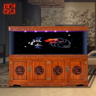 2023新款 大型龙鱼缸超白水族箱免换水客厅落地家用玄关隔断鱼缸免