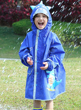 恐龙儿童雨衣男女童带书包位宝宝连体雨衣幼儿园小孩反光斗篷雨披