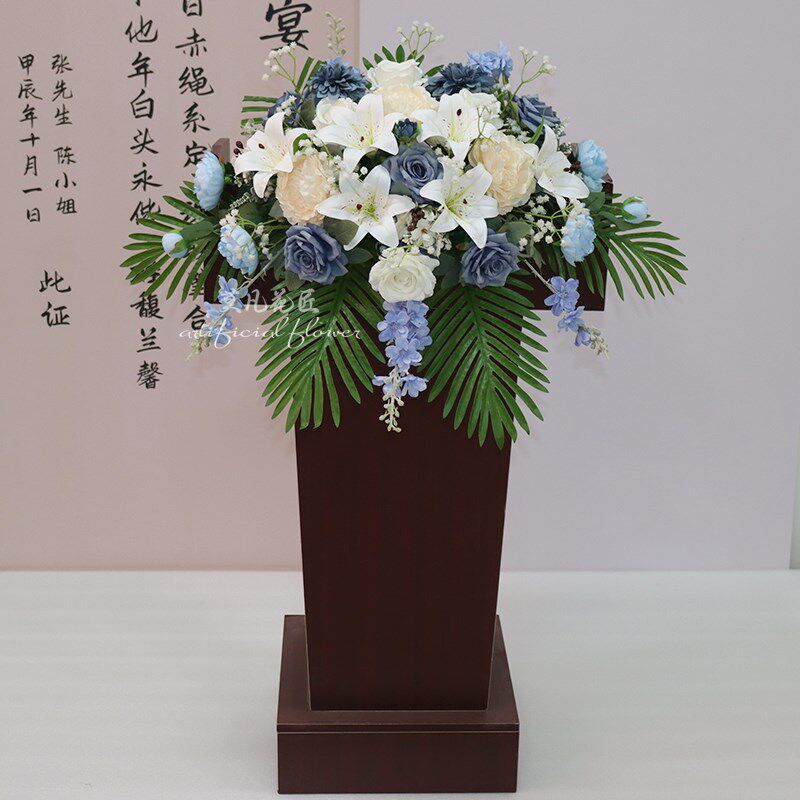 讲台花仿真花演讲台花束主席台假花挂式下垂仿真绢花会议桌花摆件