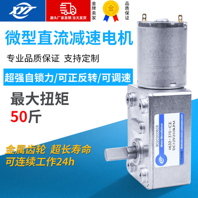 新永泰4632-370微型直流减速涡轮蜗杆马达12v24v调速低速小型电机