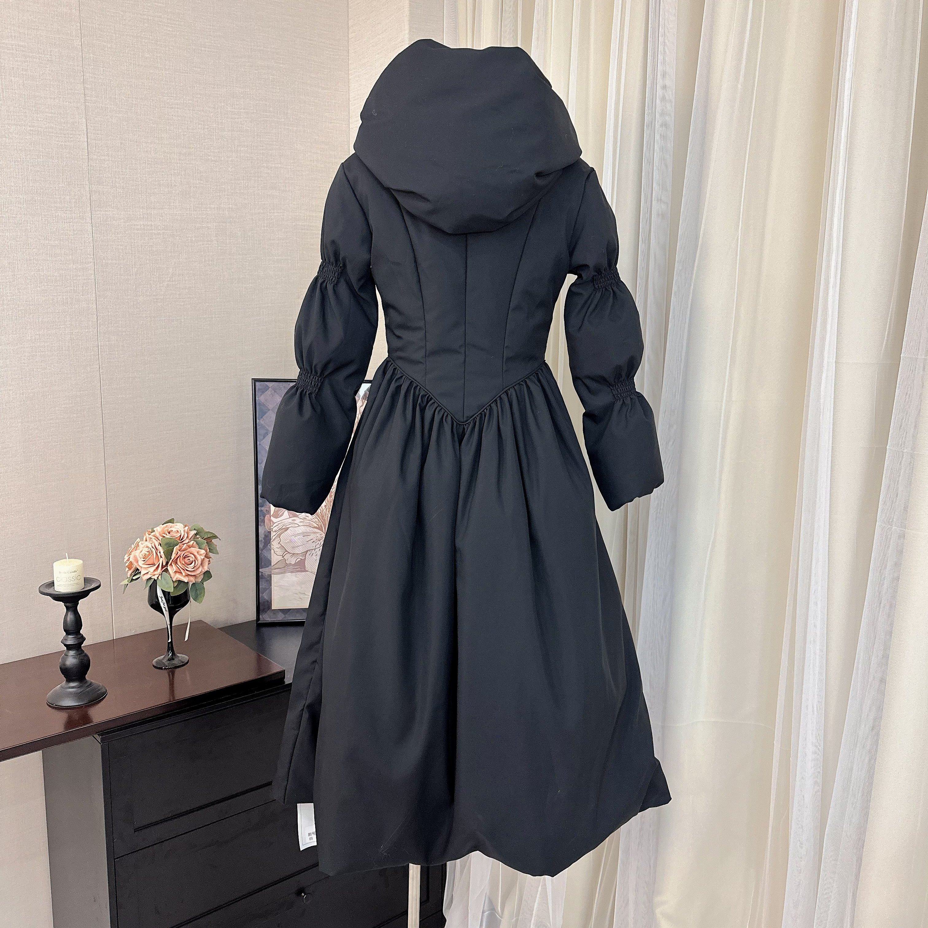 LaceMade 黑白战士 1件过冬 法式设计感收腰长款白色羽绒服大摆冬