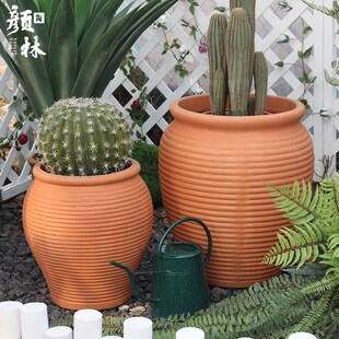 园艺陶观景罐红陶花盆大罐罐栽花陶子花园装饰陶器粗陶盆