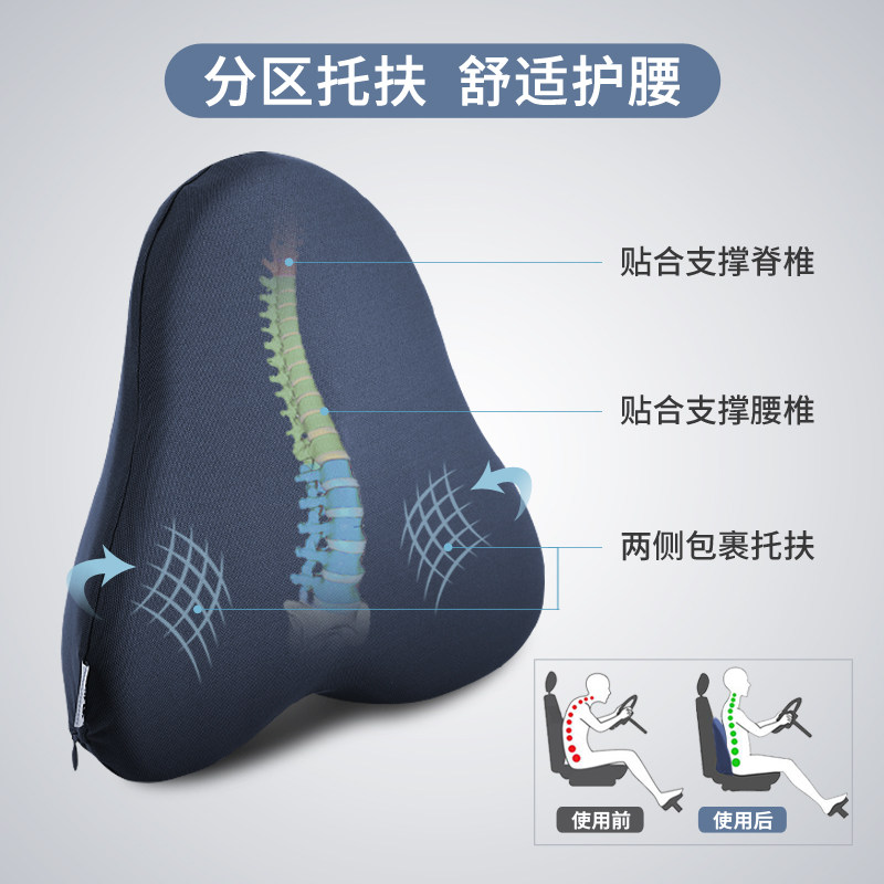 汽车腰靠护腰靠背记忆棉座椅腰枕司机车用四季背靠腰垫头枕套装