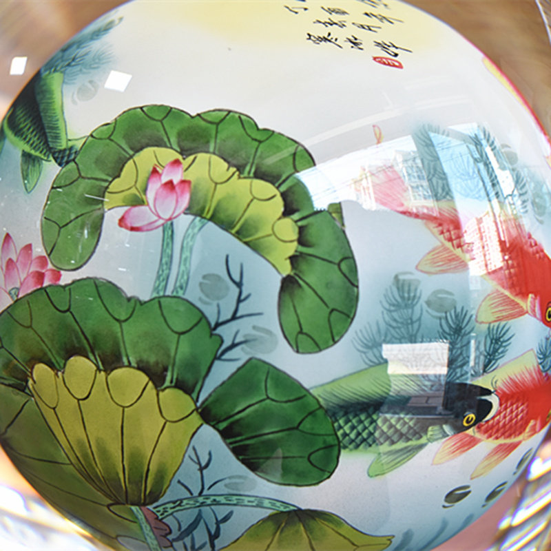内画琉璃水晶球玻璃工艺品商务礼品国画民族艺术品送领导客户摆件