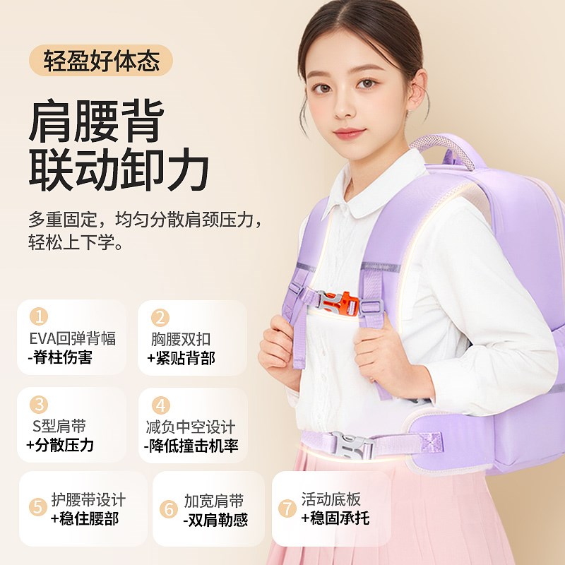 新款云朵包男女孩小学生1-6年级超轻大容量多隔层减负护脊书包