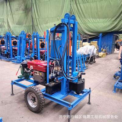 百米农田井柴油打井机牵引轮柴油液压大口径钻井机厂家现货打井机
