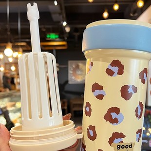 大容量保温杯女生高颜值2024新款办公室水杯带把手不锈钢吸管杯子