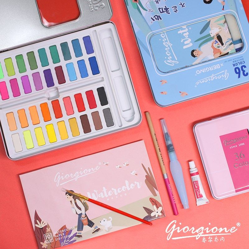 乔尔乔内固体水彩颜料套装水彩粉饼初学者画画学生美术专用铁盒装,文具电教/文化用品/商务用品,水彩颜料,淘宝优惠券,粉丝福利购,淘宝优惠卷