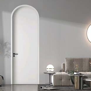 圆弧门 室内实木复合免漆门可来图定制卧室门套装门美法式 拱形门