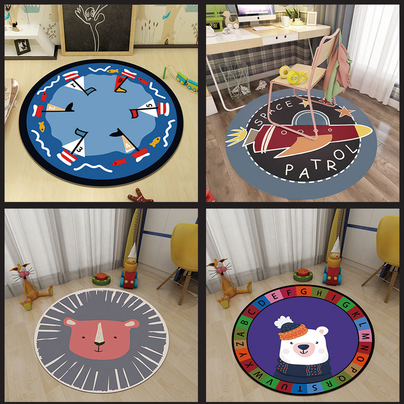 曼舞圆形地毯卡通儿童电脑椅宝宝转椅摇篮吊篮地垫子卧室床边